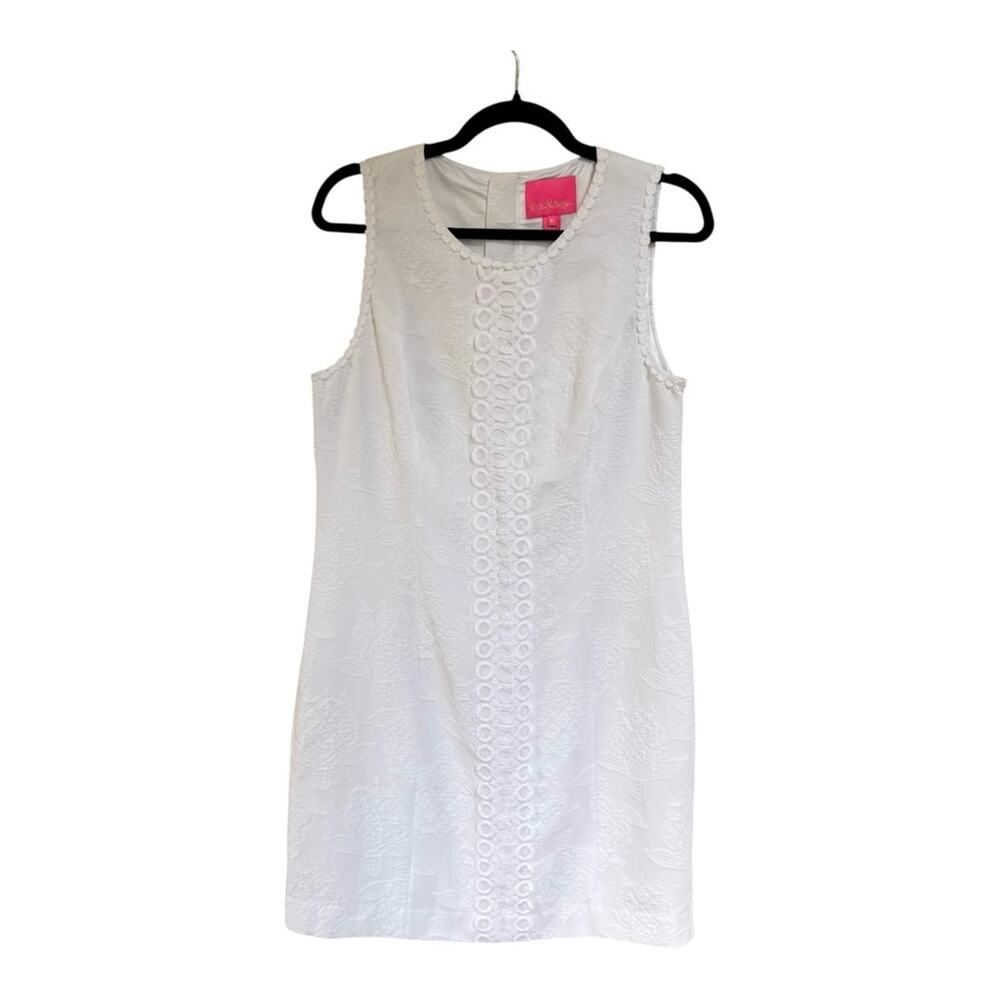 Lilly Pulitzer Mila Sleeveless Stretch Cotton Shift Dress in White Size 10